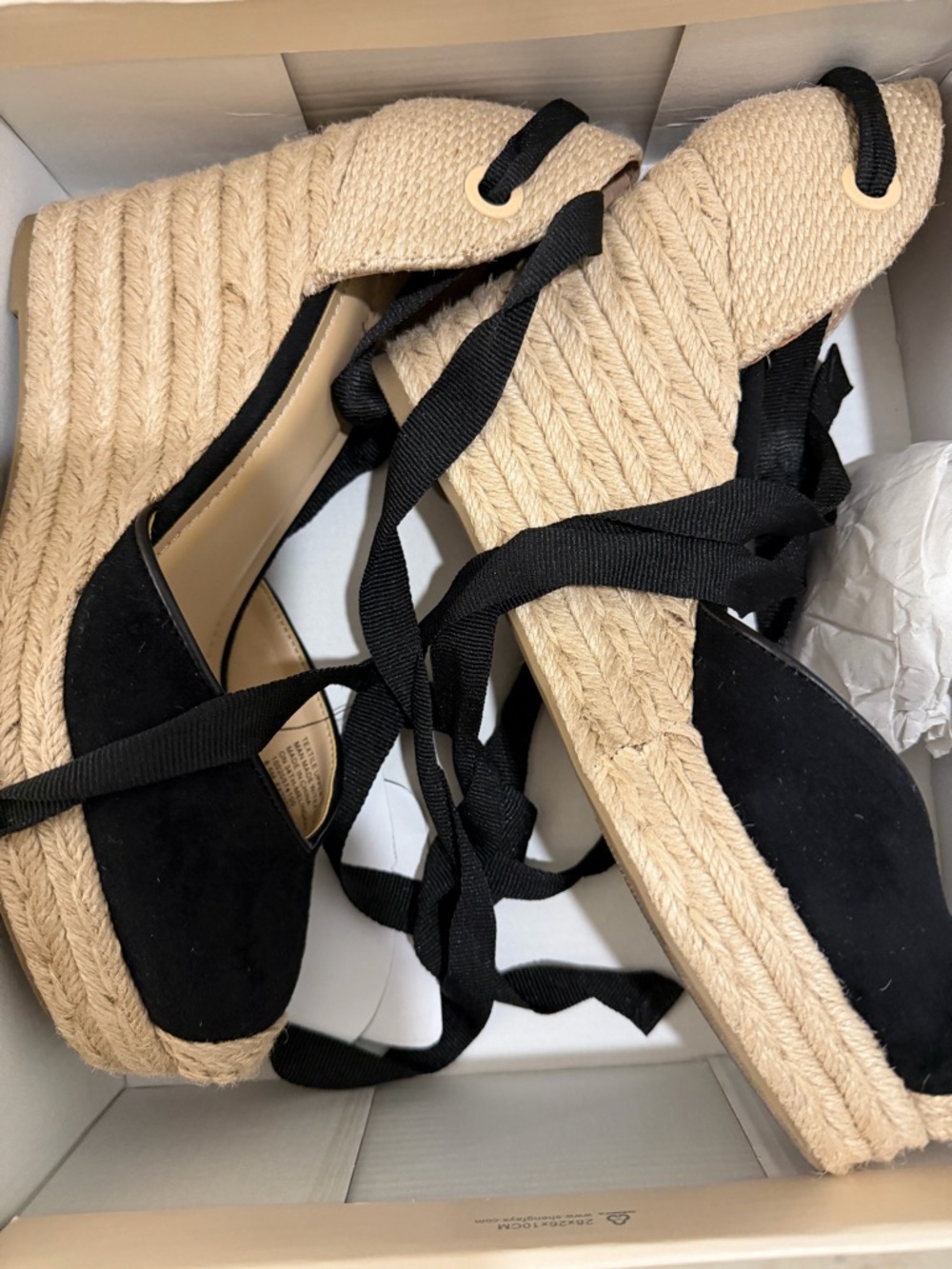 Black Lace-Up Espadrille Platform Wedges